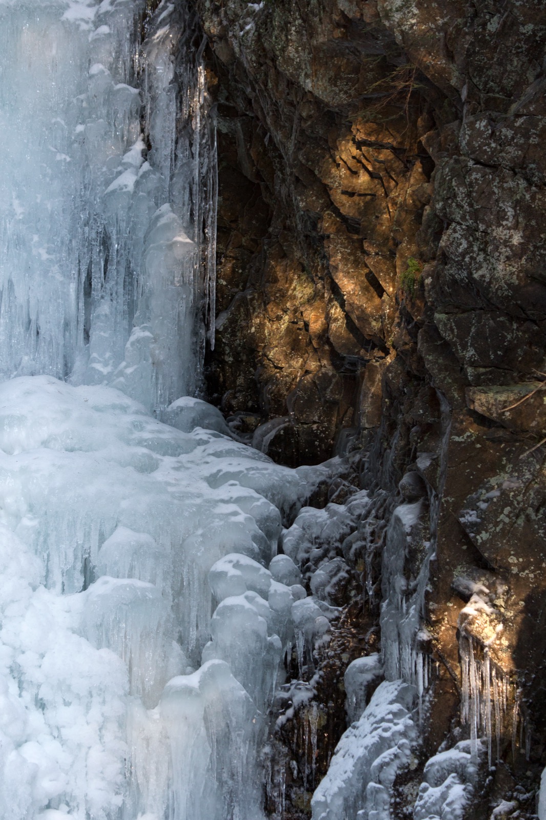 Frozen Waterfall on the Rocks