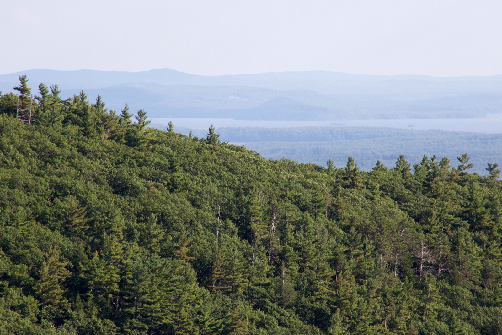 Hazy Lake and Mountains in the Distance
