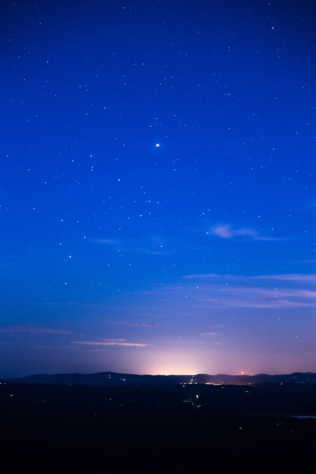 Brilliant Blue Night Sky and Bright Horizon