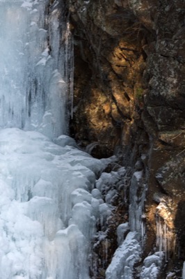 Frozen Waterfall on the Rocks