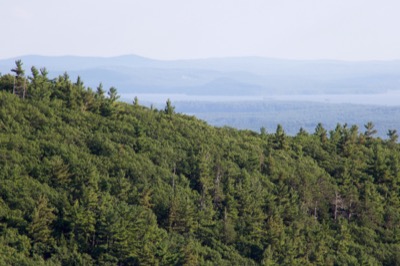 Hazy Lake and Mountains in the Distance