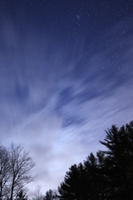 Veil of Clouds Over Night Sky